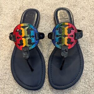 Tory Burch rainbow thongs